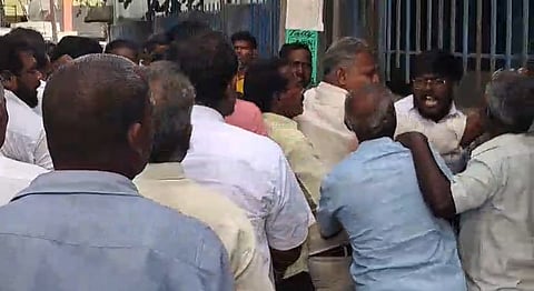 According to reports, an argument broke out between supporters of Congress candidate TPR  Selvam and BJP leader and Home Minister A Namassivayam.