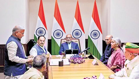 Harivansh Narayan Singh took oath as a nominated member of the Rajya Sabha at the Chairman’s office on Friday. 