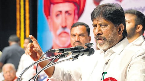 Deputy Chief Minister Mallu Bhatti Vikramarka during the bicentenary celebrations of Mahatma Jyotirao Phule at Ravindra Bharathi in Hyderabad on Saturday