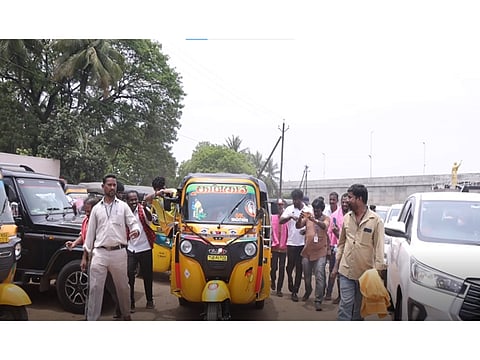 Tamil Nadu Minister Anbil Mahesh Poyyamozhi drives auto-rickshaw as part of election campaign ahead of Tamil Nadu polls