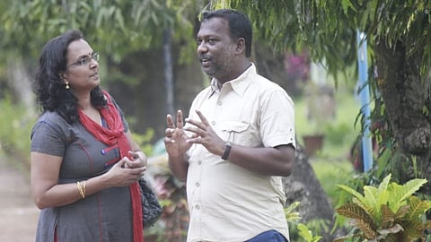 Pradeep with wife Bindu