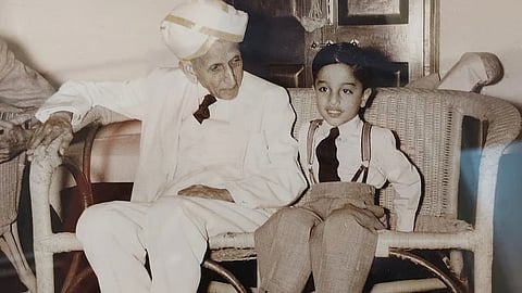 Sir M Visvesaraya with one of his great-grand nephews, Satish Mokshagundam
