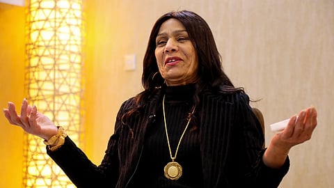 Legendary Iraqi singer Sajida Obaid during an interview in Irbil, Friday, Dec 10, 2021.