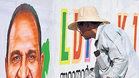 The fine arts graduate is referring to a specialised form of calligraphic wall art, which was once a celebrated skill in electioneering.