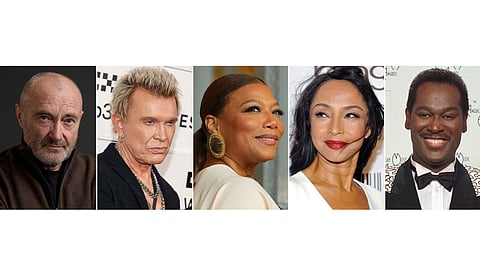 This combination of images show, from left, Phil Collins, Billy Idol, Queen Latifah, Sade and Luther Vandross.