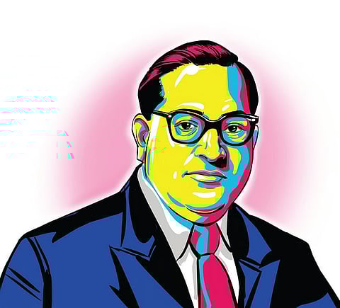 An illustration of Dr B R Ambedkar