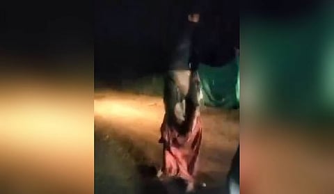 The woman's head was forcibly shaved and she was then made to walk through the village carrying her husband on her shoulders.