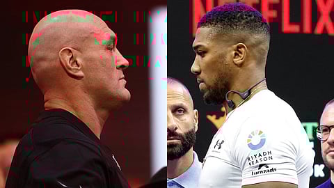 British heavyweight rivals Tyson Fury (L) and Anthony Joshu.