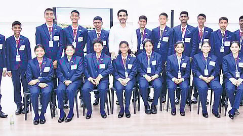 Minister for IT Nara Lokesh formally launched the Everest Base Camp expedition of students with special needs at his camp office on Tuesday 