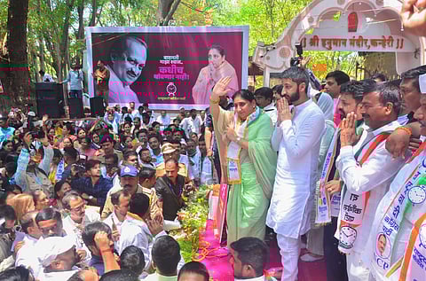 Maharashtra Deputy Chief Minister and Baramati Assembly bypoll candidate Sunetra Pawar during an election campaign.