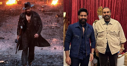 (L) Yash in Toxic; (R) The actor with Namit Malhotra at CinemaCon 2026