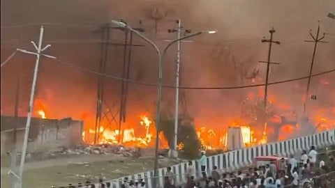 The blaze was so intense that flames were visible from nearly 10 km away.