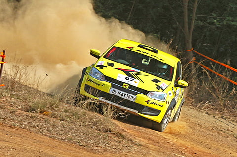 Gaurav Gill during the first round of the South India Rally