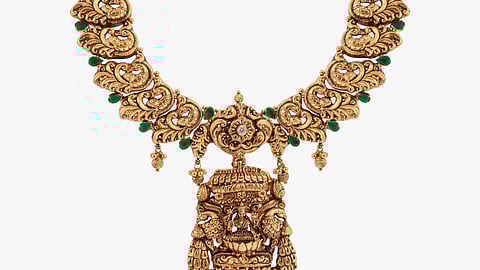 Necklace with traditional motifs, with temple inspiration