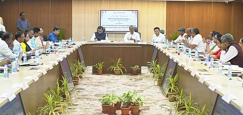 SCR General Manager Sanjay Kumar Srivastava, Chief Secretary K Ramakrishna Rao and senior officials attended the meeting