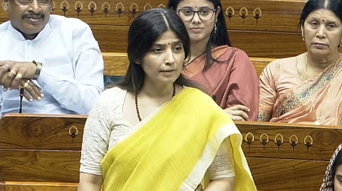 Samajwadi MP Dimple speaks in the Lok Sabha during the special session of Parliament in New Delhi, Friday, April 17, 2026.