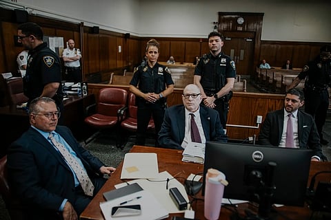 Harvey Weinstein appears in Manhattan criminal court on Friday, April 17, 2026, in New York.