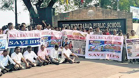 Protesters termed the increase “excessive” and “unilateral,” alleging that the school management failed to provide adequate justification.