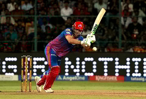 Delhi Capitals' David Miller in action against Royal Challengers Bengaluru on Saturday
