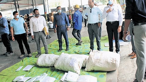 The contraband before the disposal at a certified facility in Hoskote.