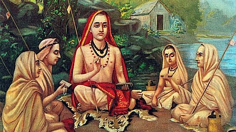 Raja Ravi Varma's rendition of Adi Shankara with his disciples