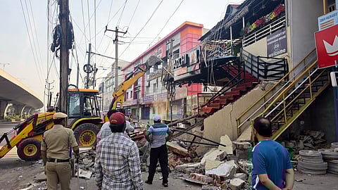Removal of encouragement of foot path at Gandhi hospital main road on saturday.