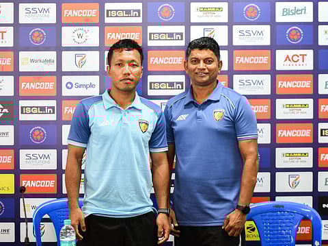 Chennaiyin FC's defender Laldinliana Renthlei & Assistant Coach Anthony Fernandes