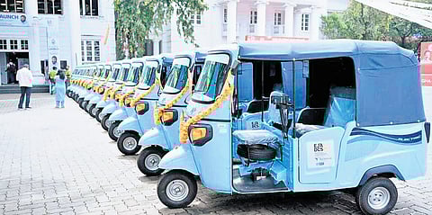 The e-autorickshaws at the time of launch in 2022.
