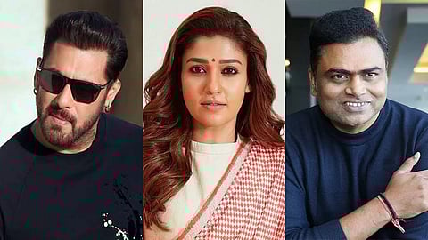 Salman Khan (L), Nayanthara, Vamshi Paidipally