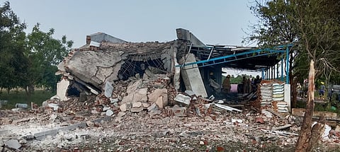 A massive explosion occured at Vanaja fireworks unit at Kattanarpatti village in Virudhunagar on Sunday.