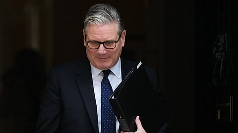 Britain's Prime Minister Keir Starmer leaves 10 Downing Street in London, Monday, April 20, 2026, to face a showdown in Parliament over the appointment of Peter Mandelson as ambassador to Washington.
