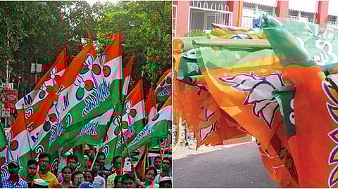 TMC and BJP flags. ( Representational image)