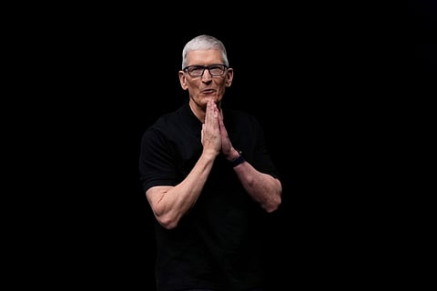  Apple CEO Tim Cook speaks on stage during an announcement of new products at Apple Park in Cupertino, Calif., Sept. 9, 2025.