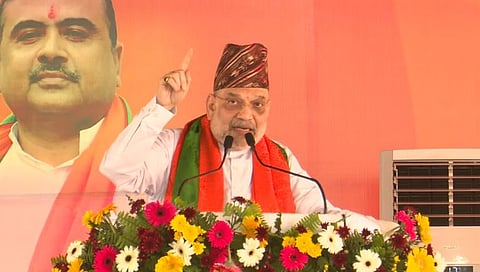 Union Home Minister Amit Shah addressing an election rally in Darjeeling district.