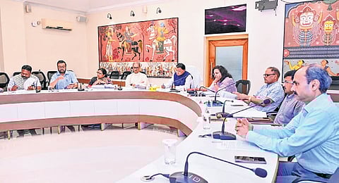 CM Mohan Charan Majhi chairing the state cabinet meeting in Lok Seva Bhavan 