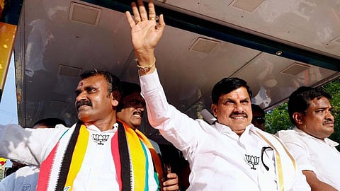 Madhya Pradesh Chief Minister Mohan Yadav participated in a roadshow in Avinashi. BJP candidate L Murugan and functionaries of alliance parties were present.