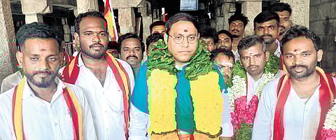 Youth from Nagari in Chittoor district campaigned in support of an MLA aspirant  for Tiruttani constituency on Tuesday 