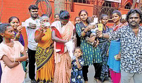 After checking for their names in four booths in Triplicane, these voters returned without voting because their names were missing from the list.