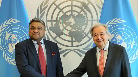 Secretary (West) Sibi George meets with Antonio Guterres