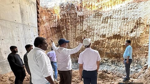 Bengaluru East City Corporation Commissioner DS Ramesh inspects an underpass on Wednesday.