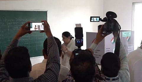 Deputy CM Sunetra Pawar cast her vote in Baramati.