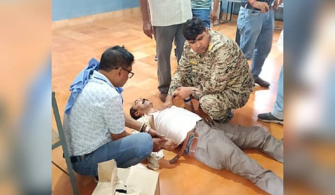 Madhya Pradesh SAF attend the presiding officer of a polling booth in West Bengal who suffered a heart attack.