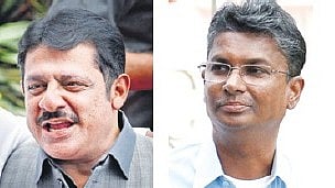 Minister Zameer Ahmed Khan (L) Minister Satish Jarkiholi