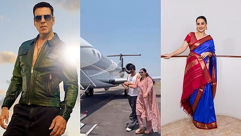 (from left) Akshay Kumar, a still from the video and Vidya Balan