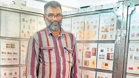 Sajeevan along with his stam collection