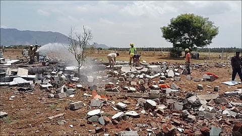 Two died, one injured,  in an explosion at a firecracker manufacturing unit in Cumbum in Theni District on Saturday.