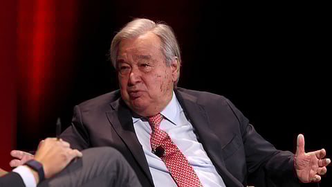 António Guterres, Secretary-General of the United Nations speaks during the 2026 TIME100 Summit at Jazz at Lincoln Center on April 22, 2026 in New York City. Jemal Countess