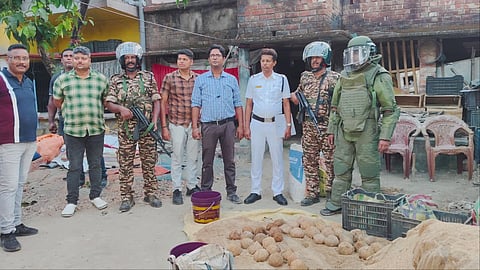 Crude bombs seized by Kolkata police.