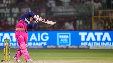Rajasthan Royals' Vaibhav Sooryavanshi plays a shot during the Indian Premier League (2026) T20 cricket match between Rajasthan Royals and Sunrisers Hyderabad, in Jaipur, Rajasthan, Saturday, April 25, 2026.