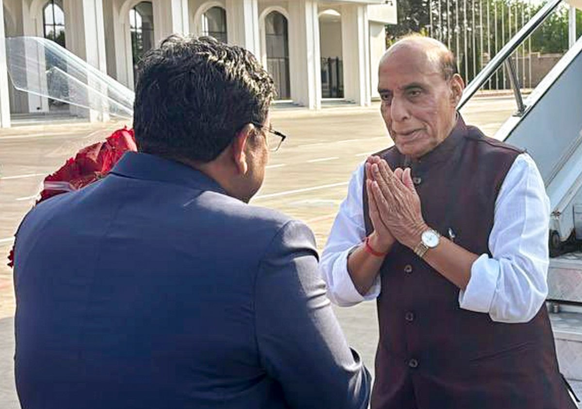 Rajnath Singh arrives in Bishkek for SCO defence meet